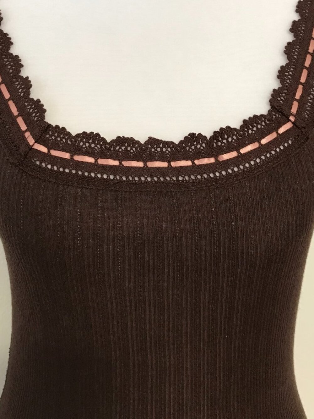 Free People Intimately Only You Lace Rib Tank French Roast Brown S Boho - Picture 5 of 10